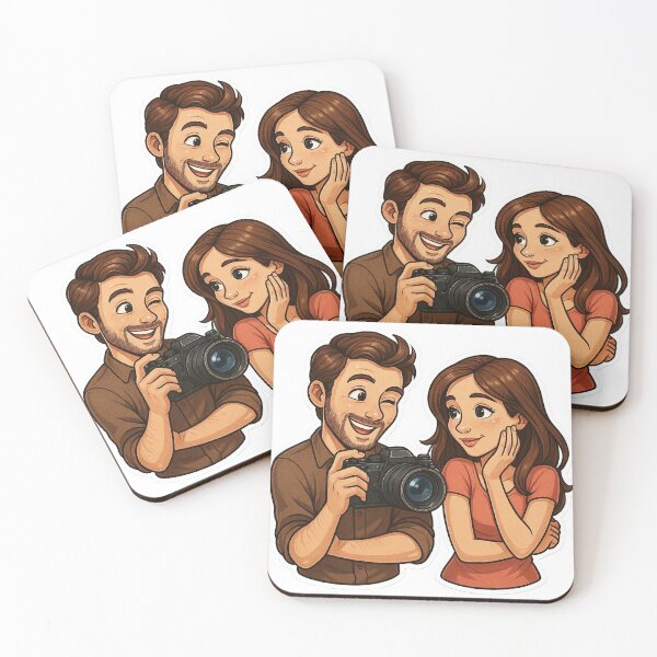 Item preview, Cartoon Illustration of a Man with Camera and Woman Admiring Him designed and sold by Creative88Art.
