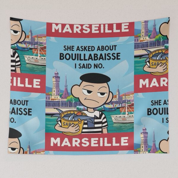 Item preview, Marseille , France Travel Poster | Bouillabaisse Quote – Deadpan French Travel Art designed and sold by LeQuirks.