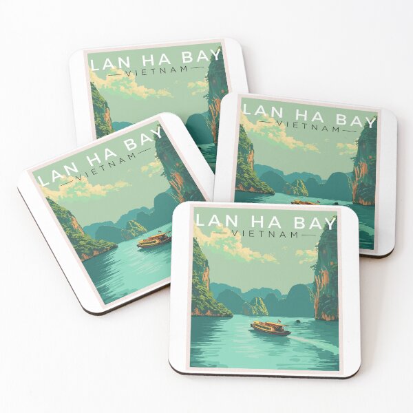 Item preview, Lan Ha Bay in Vietnam, Vintage Art Travel Landscape designed and sold by MaateoDesign.