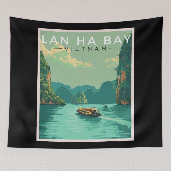 Item preview, Lan Ha Bay in Vietnam, Vintage Art Travel Landscape designed and sold by MaateoDesign.