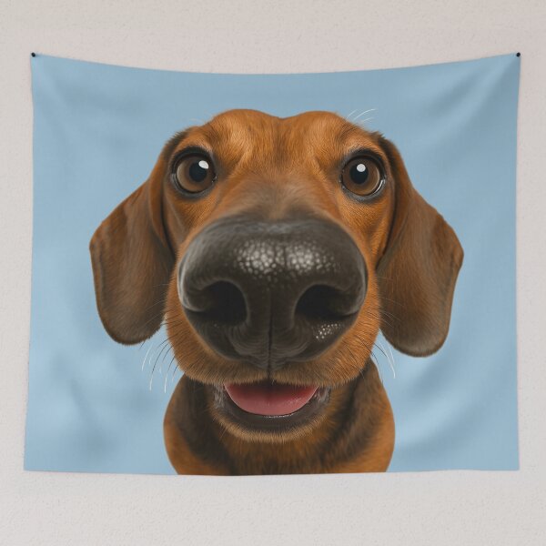 Item preview, Fisheye Brown Dachshund Close-Up - Funny Big Nose Dachshund Portrait, Cute Canine Photography designed and sold by AnTartstudios.
