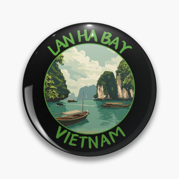 Artikelvorschau, Lan Ha Bay in Vietnam Retro Travel Art Circle Emblem entworfen und verkauft von MaateoDesign.