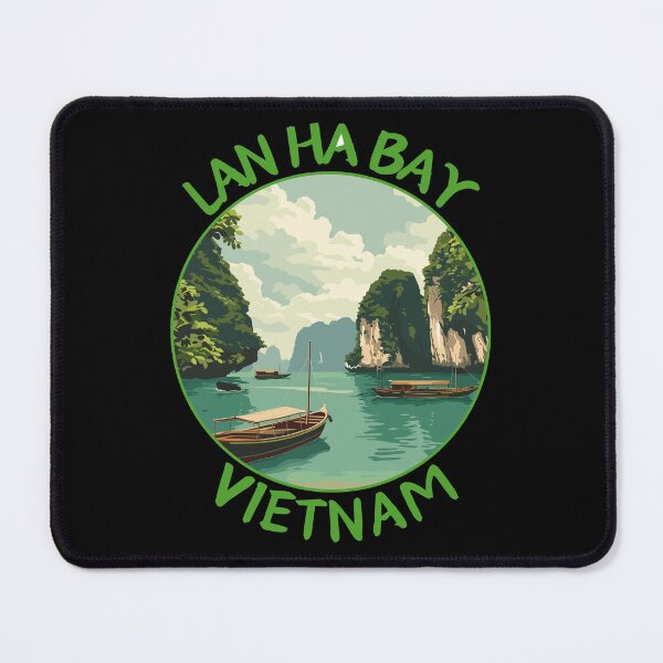 Item preview, Lan Ha Bay in Vietnam Retro Travel Art Circle Emblem designed and sold by MaateoDesign.