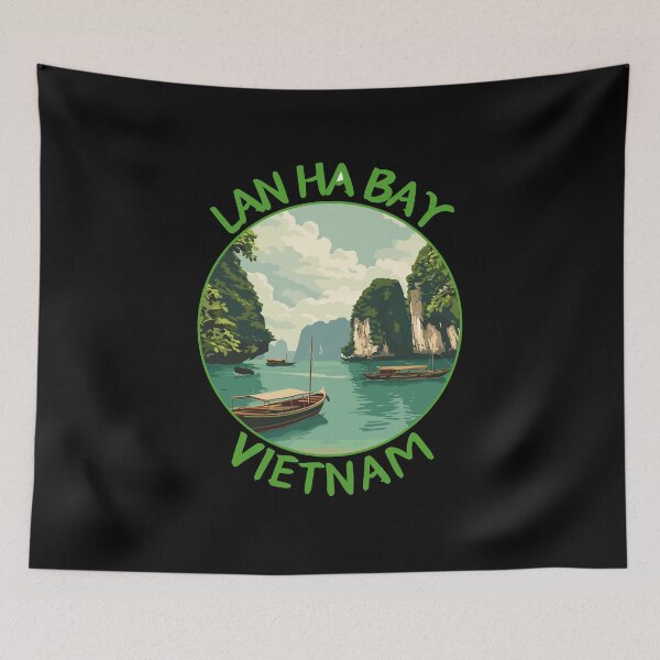 Item preview, Lan Ha Bay in Vietnam Retro Travel Art Circle Emblem designed and sold by MaateoDesign.