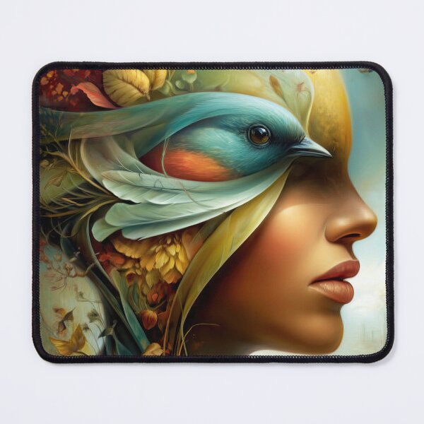 Item preview, Woman with Bird and Floral Elements designed and sold by sarahwave.