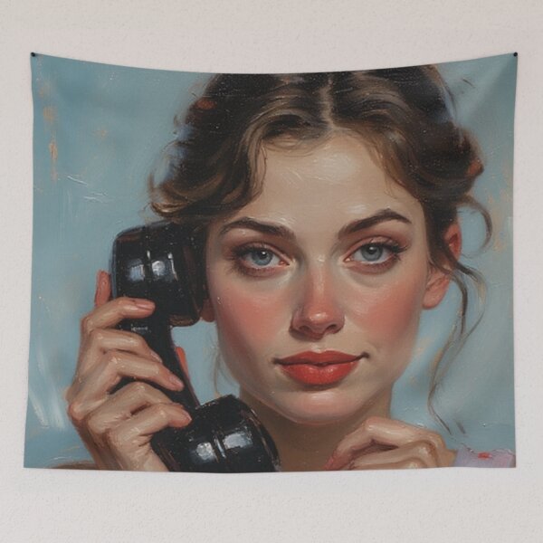 Item preview, Vintage Girl On Telephone  designed and sold by TheDarkWardrobe.