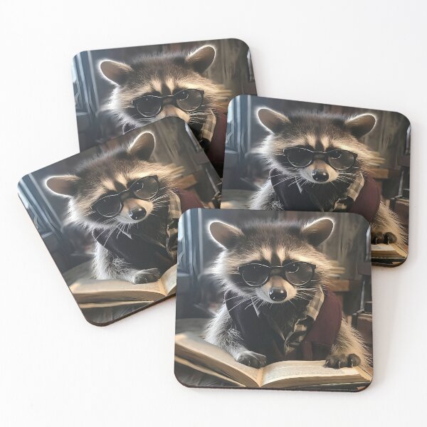 Item preview, Raccoon Reading a Book – Intellectual Charm designed and sold by naughty-raccoon.