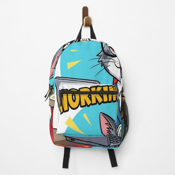 Item preview, Funny Cartoon Cat Sticker – Working Hardly Laptop Meme designed and sold by Rudro-Fashion.
