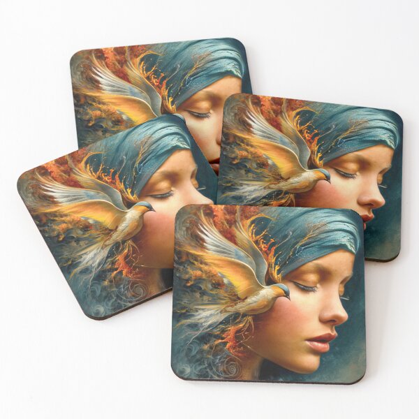 Item preview, Ethereal Portrait of Woman and Firebird designed and sold by sarahwave.