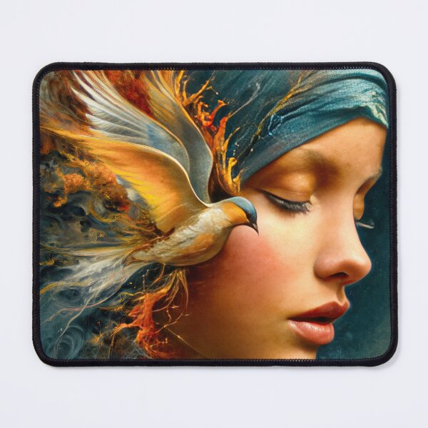 Item preview, Ethereal Portrait of Woman and Firebird designed and sold by sarahwave.