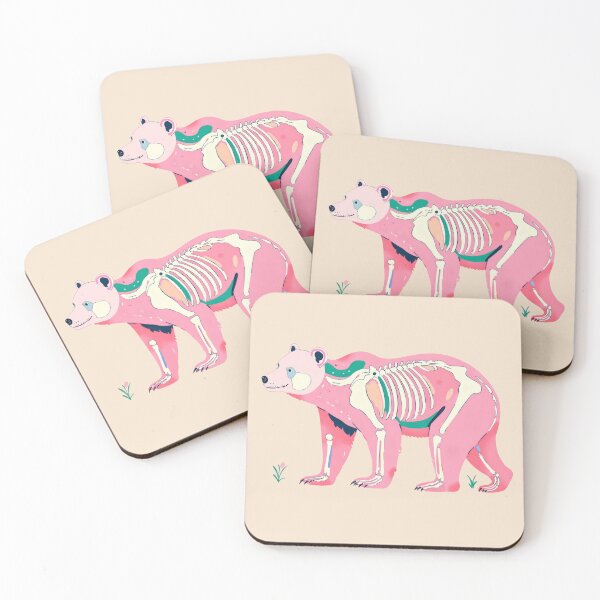 Item preview, Pink Bear Skeleton Gothic Animal Art Halloween Anatomy Spooky Pet Decor  designed and sold by NOTSNIW ART.