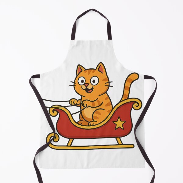 Aperçu de l'œuvre Funny Orange Cat Riding Santa’s Sleigh – Cartoon Christmas Humor créée et vendue par MeowLaugh.