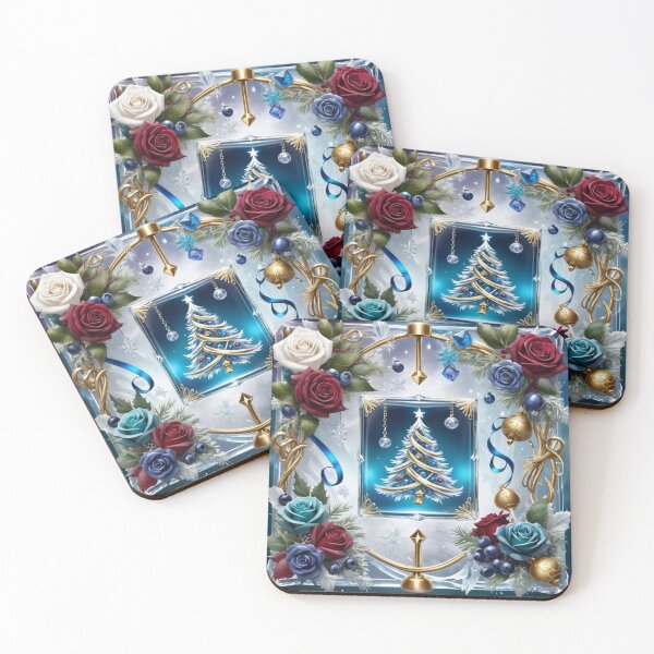 Item preview, Clear Square With Gold Metal Circle Including Berries And Roses designed and sold by Melantari Vizuns.