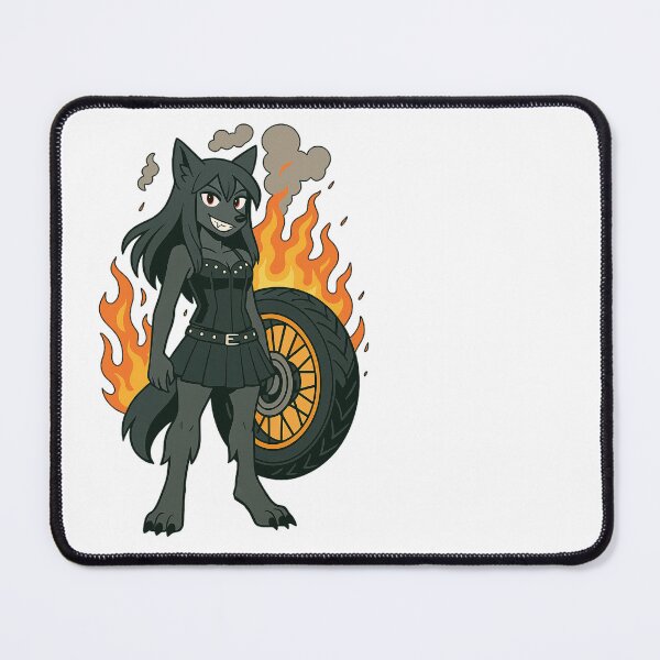 Item preview, Leather Wolf – Punk Furry with Flames designed and sold by CaliLuminos.