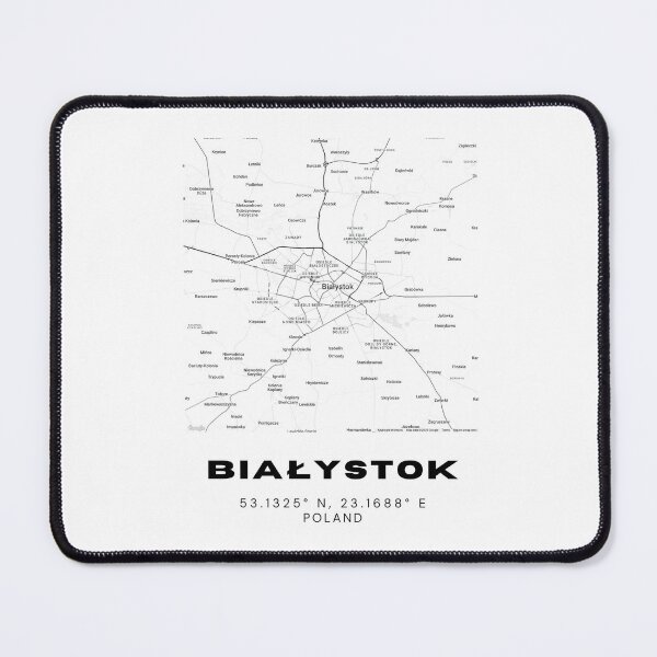 Item preview, Białystok Poland Map – Minimalist Black & White City Print designed and sold by RM-Journey.
