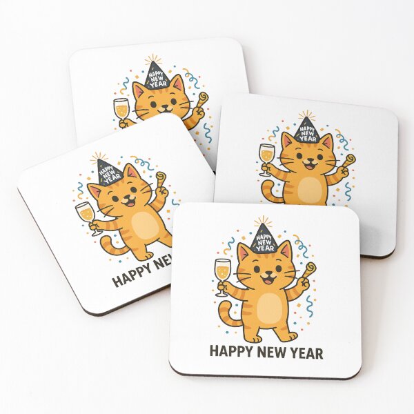 Item preview, Happy New Year Orange Cat – Cartoon Party Confetti designed and sold by MeowLaugh.