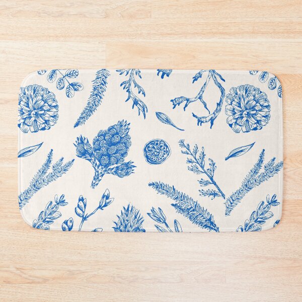 Item preview, French Toile De Jouy Pattern Vintage Aesthetic in Blue and White Floral Print  designed and sold by yourgarden.