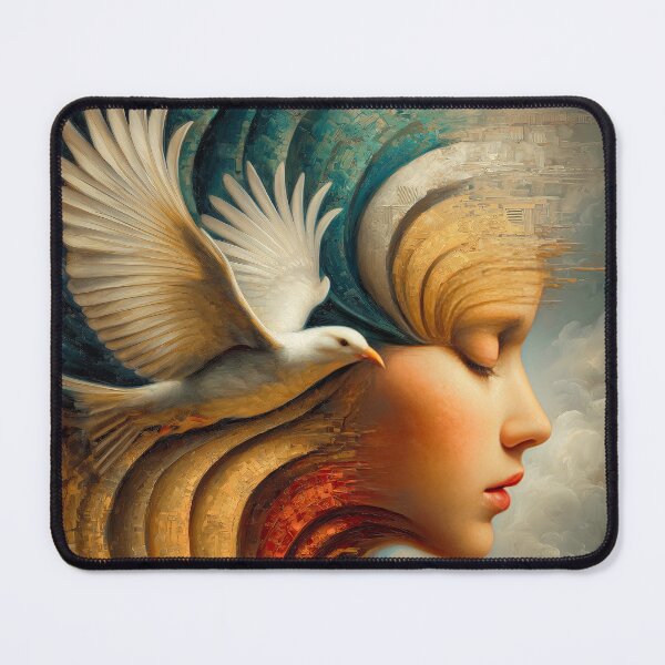 Item preview, Dreamlike Portrait of Woman and Dove designed and sold by sarahwave.