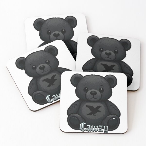 Artikelvorschau, Cawzy Raven Teddybär Grafik | Dunkle Gothic Krähe Gruseliges Plüschtier Halloween Design entworfen und verkauft von NSB-Design.
