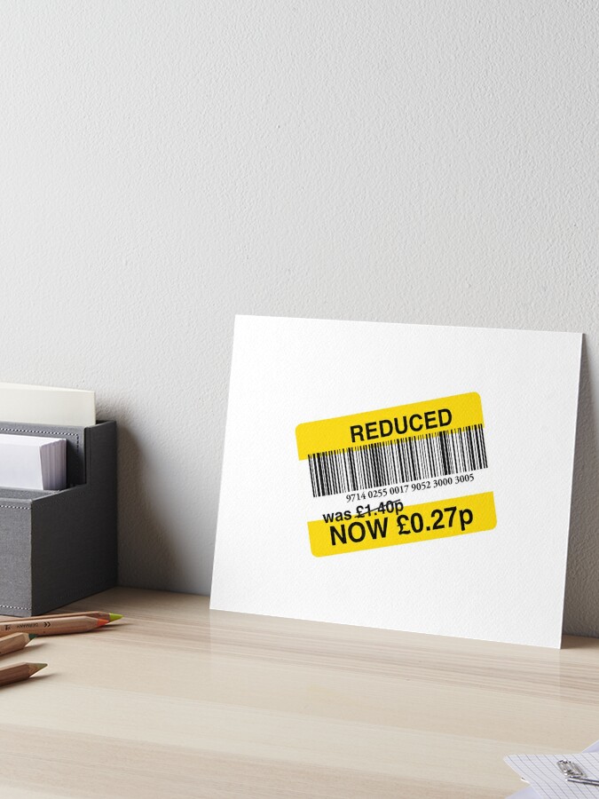 Tesco Reduced Yellow Sticker - Grab a bargain | Art Board Print