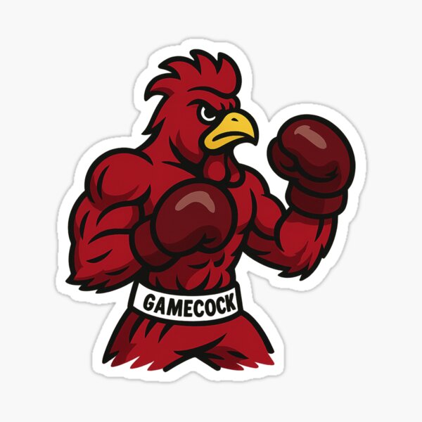 Angry Boxing Chicken Vinyl Decal - 4" Tall Rooster Fighting Animal Sticker