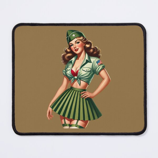 Item preview, Retro Rockabilly Pin-Up Girl Army Print Artwork designed and sold by PinUpPizzazz.