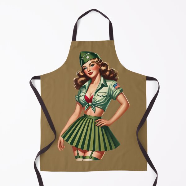 Item preview, Retro Rockabilly Pin-Up Girl Army Print Artwork designed and sold by PinUpPizzazz.