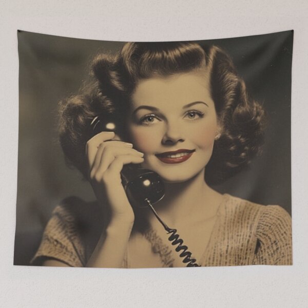 Item preview, Vintage Girl On Telephone  designed and sold by TheDarkWardrobe.