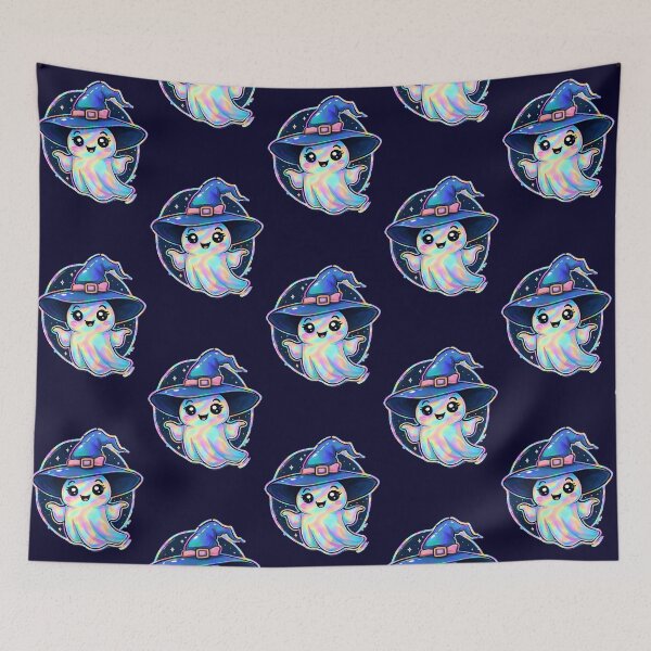 Item preview, Holographic Ghost Witch Sticker – Cute Pastel Halloween Vibes designed and sold by dkid creations.
