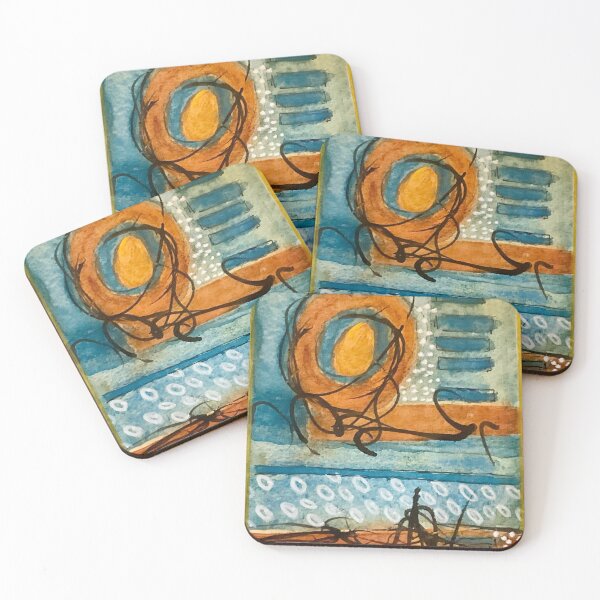 Item preview, Cool Watercolor Abstract in Copper, Teal and Ink designed and sold by Kandoart.