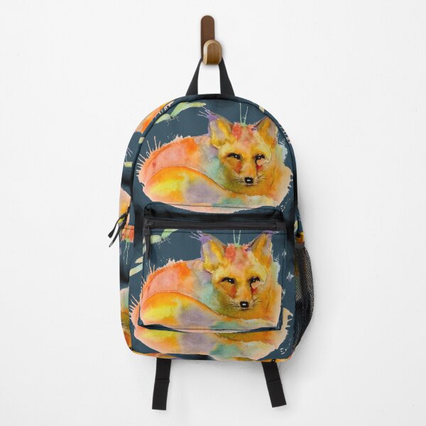 Mr Fox Watercolour Illustration by Pasha Wildlife Painter Backpack