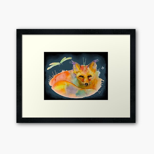 Mr Fox Watercolour Illustration by Pasha Wildlife Painter Framed Art Print