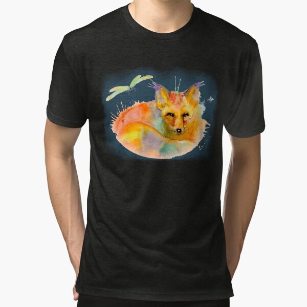 Mr Fox Watercolour Illustration by Pasha Wildlife Painter Tri-blend T-Shirt