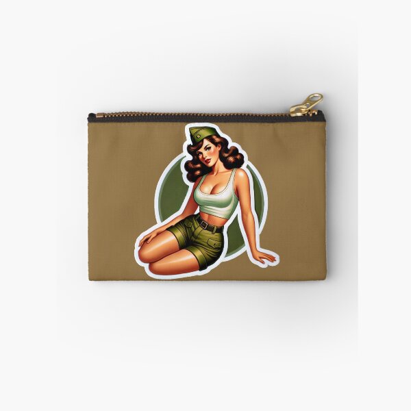 Item preview, Vintage Rockabilly Pin-Up Girl Army Print Artwork designed and sold by PinUpPizzazz.