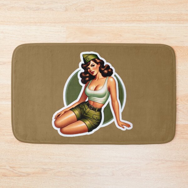 Item preview, Vintage Rockabilly Pin-Up Girl Army Print Artwork designed and sold by PinUpPizzazz.