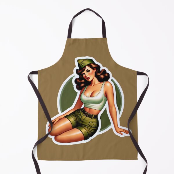 Item preview, Vintage Rockabilly Pin-Up Girl Army Print Artwork designed and sold by PinUpPizzazz.