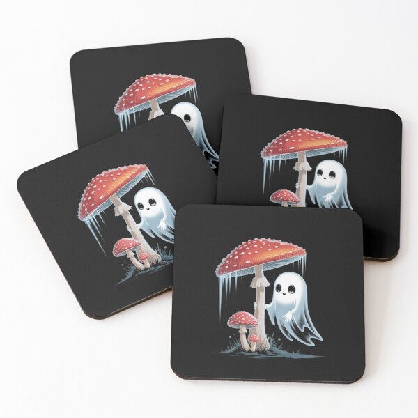 Item preview, Ghost & Mushrooms – Whimsical Forest Spirit Art Print designed and sold by teevoxx.