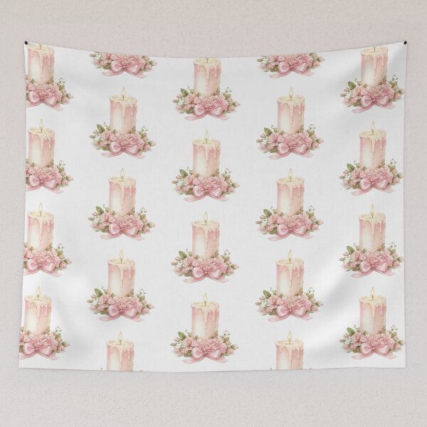 Item preview, candle with pink bow designed and sold by viviofthevalley.