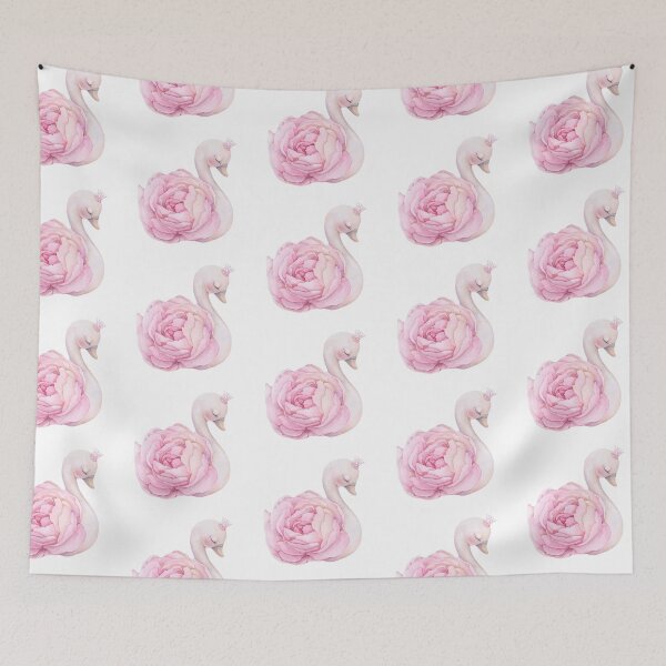 Item preview, swan with pink rose designed and sold by viviofthevalley.
