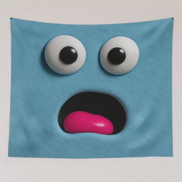 Item preview, Surprised Blue Clay Face with Googly Eyes designed and sold by Alexzonartshop.
