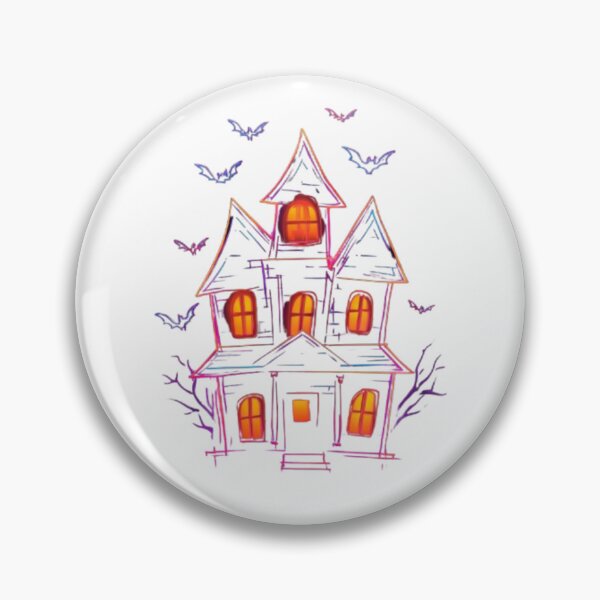 Item preview, Neon Haunted House with Bats designed and sold by AlexLineArt.