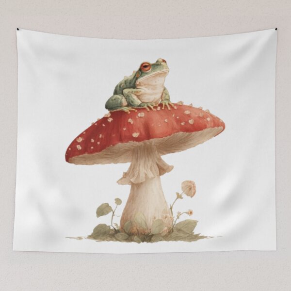 Item preview, Frog on Mushroom Cottagecore Aesthetic designed and sold by AlexLineArt.