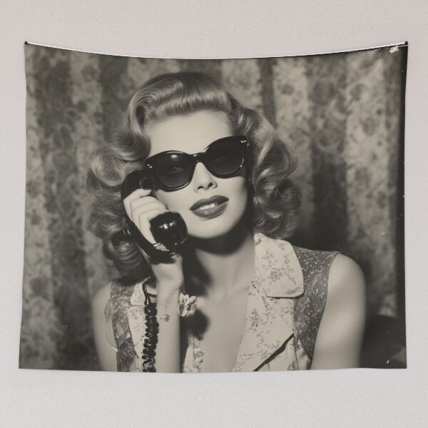 Item preview, Vintage Glam Lady On Telephone  designed and sold by TheDarkWardrobe.