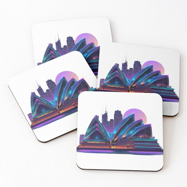 Item preview, Neon Sydney Opera House Cyberpunk Skyline designed and sold by AlexLineArt.