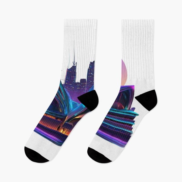 Item preview, Neon Sydney Opera House Cyberpunk Skyline designed and sold by AlexLineArt.