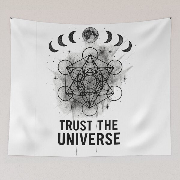 Item preview, Trust the Universe Sacred Geometry Tattoo Design – Metatron’s Cube, Moon Phases, Occult Mystical Esoteric Spiritual Art for T-Shirts, Stickers and Posters designed and sold by magicstudiooo.