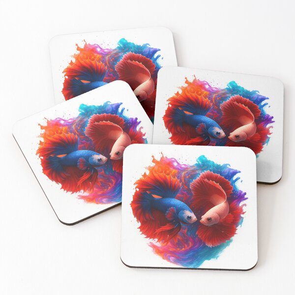 Item preview, SYYmas-Romantic Betta Fish Painting – Blue and Red Harmony designed and sold by SYYmas.