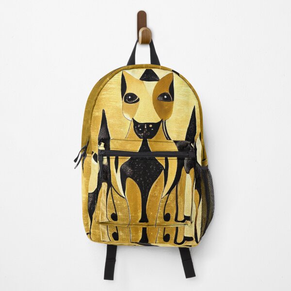 Cats in Black and Gold Leaf Art Pet  Backpack