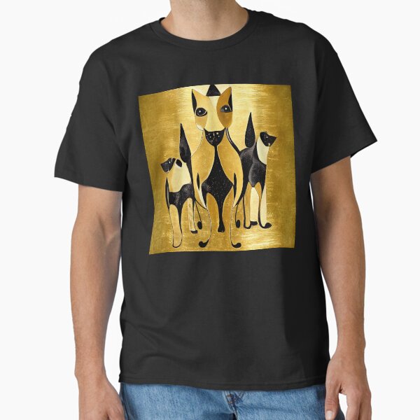 Cats in Black and Gold Leaf Art Pet  Classic T-Shirt