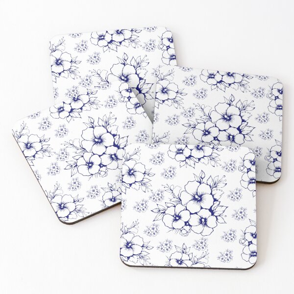 Artikelvorschau, Indigo Botanische Skizze Wiederholungsmuster entworfen und verkauft von Dailyprintstyle.